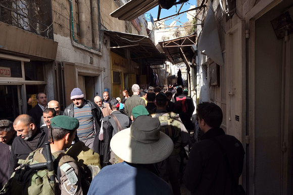 Muslim Quarter - walking behind Israeli military